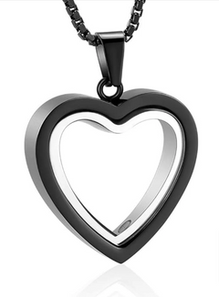 Stainless Steel Heart-Shaped Cremation Pendant – Memorial Urn Necklace in Gold Silver Black Rose Gold