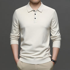 Men's Lapel Knit Pullover Sweater – Lightweight Polyester Casual Sweater in 9 Colors