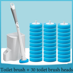 Disposable Toilet Brush with Storage Base – Hygienic Replaceable Head Bathroom Cleaner