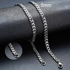 Twisted Rope Figaro Chain Necklace – Stainless Steel Men's & Women's Layering Necklace