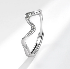 Water Wave Geometric Ring – Adjustable Copper Electroplated Ring in Silver & Gold