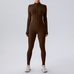 Fleece-Lined Yoga Jumpsuit – Women's Warm Stretchy One-Piece Workout Romper