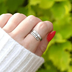 Silver Spiral Heart Ring – Adjustable Stainless Steel Romantic Ring for Women
