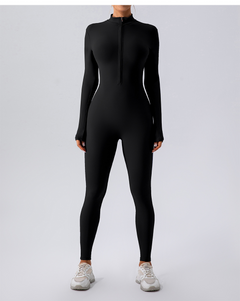Fleece-Lined Yoga Jumpsuit – Women's Warm Stretchy One-Piece Workout Romper