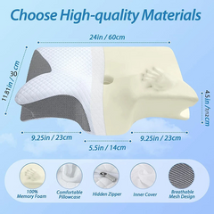 Memory Foam Cervical Neck Pillow – Ergonomic Contour Pillow for Neck Pain Relief