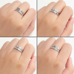 Retro Stainless Steel Double Ring – English Letter Engraved Vintage Couple Ring