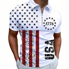 Men's 3D Digital Print Zip-Up Polo Shirt – Casual Sporty Collar Shirt S–6XL