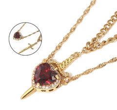 Love Dagger Pendant Necklace – Gothic Stainless Steel Sword Charm for Couples
