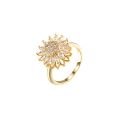 Sunflower Spinner Ring for Anxiety Relief – Adjustable Fidget Ring in Gold & Silver