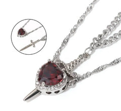 Love Dagger Pendant Necklace – Gothic Stainless Steel Sword Charm for Couples