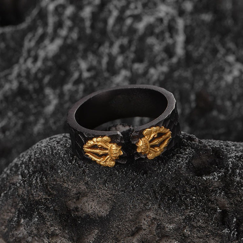 Retro Geometric Adjustable Ring for Women – Electroplated Alloy Vintage Statement Ring