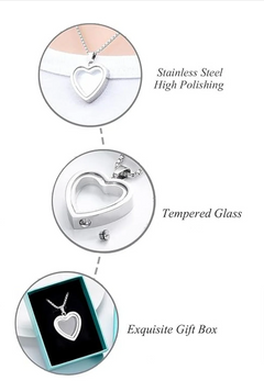 Stainless Steel Heart-Shaped Cremation Pendant – Memorial Urn Necklace in Gold Silver Black Rose Gold