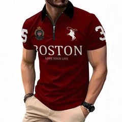 Men's 3D Digital Print Zip-Up Polo Shirt – Casual Sporty Collar Shirt S–6XL