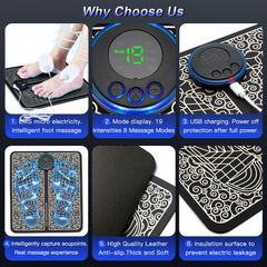 Rechargeable Electric Foot Massage Pad – EMS Foot Stimulator for Circulation & Pain Relief
