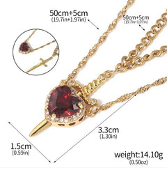 Love Dagger Pendant Necklace – Gothic Stainless Steel Sword Charm for Couples