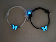 Luminous Butterfly Pendant Necklace – Fluorescent Alloy Charm on Titanium Steel Chain