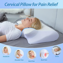 Memory Foam Cervical Neck Pillow – Ergonomic Contour Pillow for Neck Pain Relief
