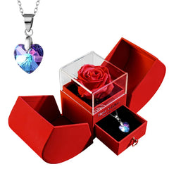 Christmas Jewelry Box Necklace Gift Set – Necklace with Soap Flower in Elegant Box