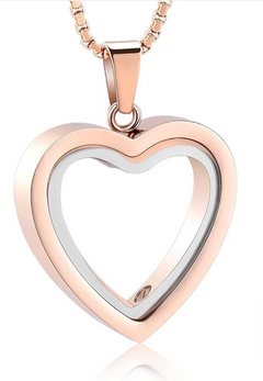 Stainless Steel Heart-Shaped Cremation Pendant – Memorial Urn Necklace in Gold Silver Black Rose Gold