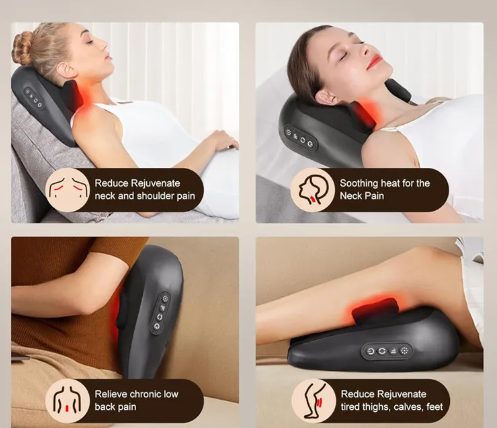 Neck & Shoulder Massage Pillow – Electric Shiatsu Kneading Massager with Heat