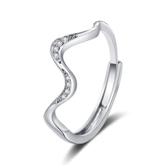 Water Wave Geometric Ring – Adjustable Copper Electroplated Ring in Silver & Gold