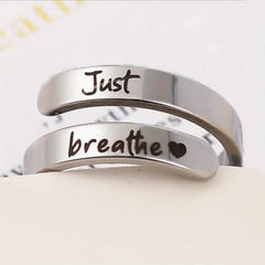Silver Spiral Heart Ring – Adjustable Stainless Steel Romantic Ring for Women