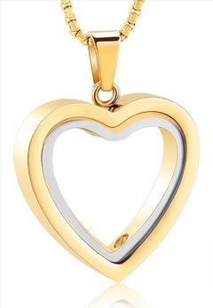 Stainless Steel Heart-Shaped Cremation Pendant – Memorial Urn Necklace in Gold Silver Black Rose Gold