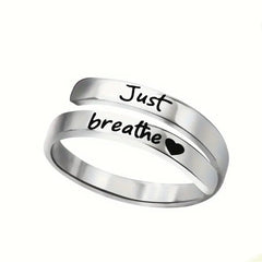 Silver Spiral Heart Ring – Adjustable Stainless Steel Romantic Ring for Women