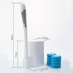 Disposable Toilet Brush with Storage Base – Hygienic Replaceable Head Bathroom Cleaner