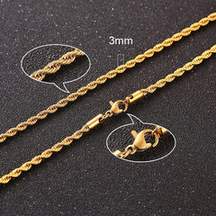 Twisted Rope Figaro Chain Necklace – Stainless Steel Men's & Women's Layering Necklace