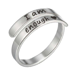 Retro Stainless Steel Double Ring – English Letter Engraved Vintage Couple Ring