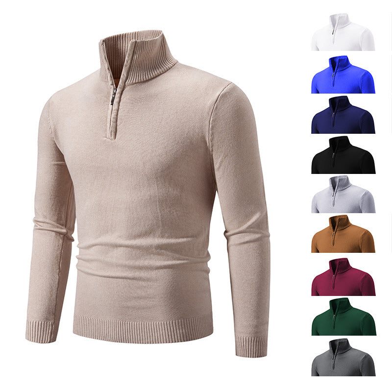Men's Zip Mock Neck Fleece Pullover Sweater – Plus Size S-3XL in 10 Colors