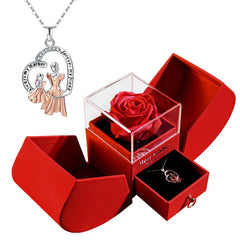 Christmas Jewelry Box Necklace Gift Set – Necklace with Soap Flower in Elegant Box