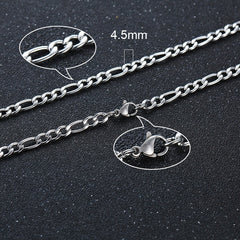 Twisted Rope Figaro Chain Necklace – Stainless Steel Men's & Women's Layering Necklace