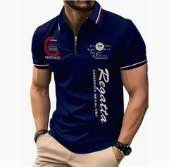 Men's 3D Digital Print Zip-Up Polo Shirt – Casual Sporty Collar Shirt S–6XL