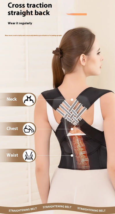 Back Posture Corrector Band – Breathable Adjustable Support Brace for Men & Women S-XXXL