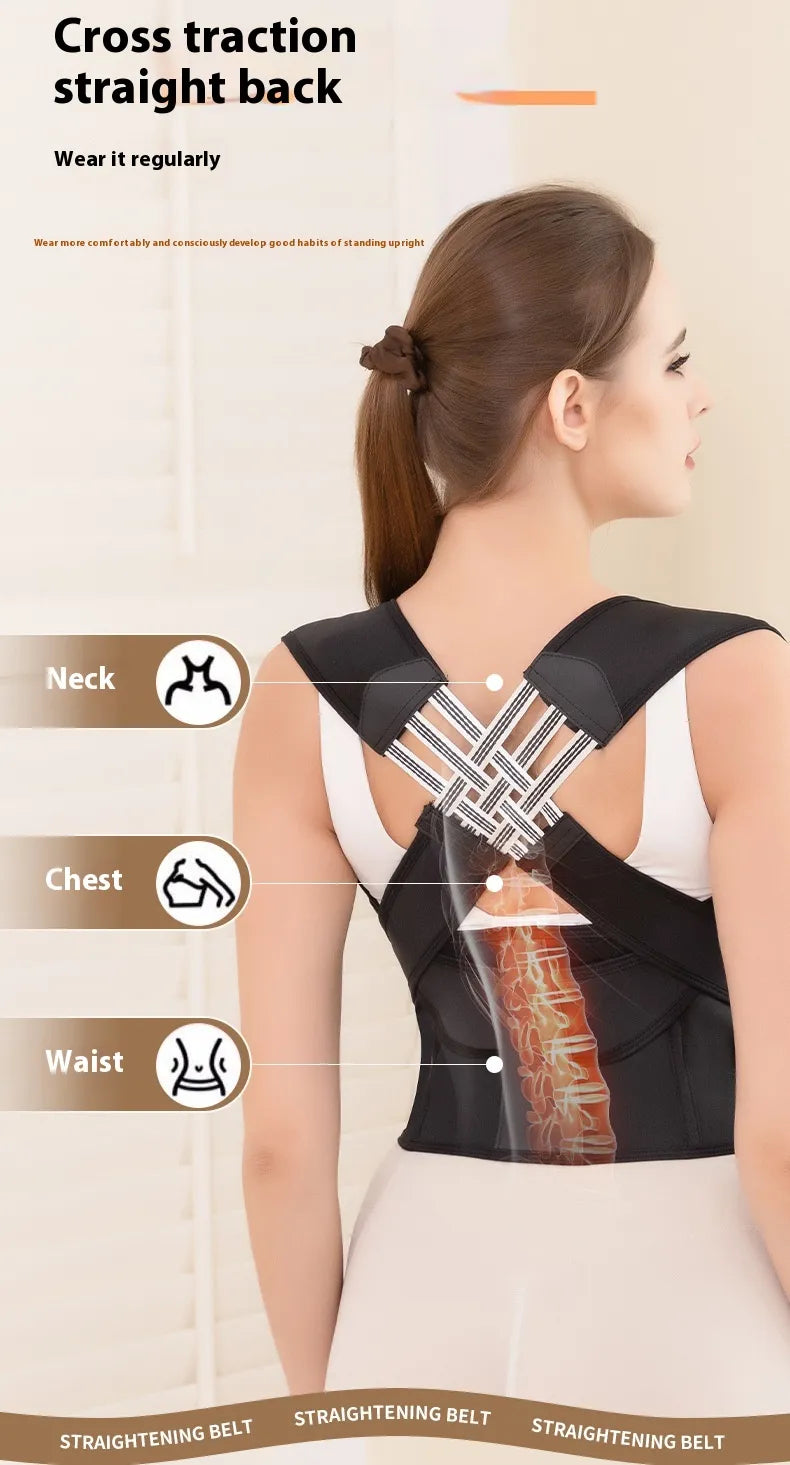 Back Posture Corrector Band – Breathable Adjustable Support Brace for Men & Women S-XXXL