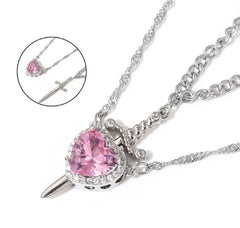 Love Dagger Pendant Necklace – Gothic Stainless Steel Sword Charm for Couples