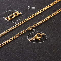 Twisted Rope Figaro Chain Necklace – Stainless Steel Men's & Women's Layering Necklace