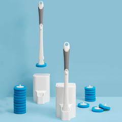 Disposable Toilet Brush with Storage Base – Hygienic Replaceable Head Bathroom Cleaner
