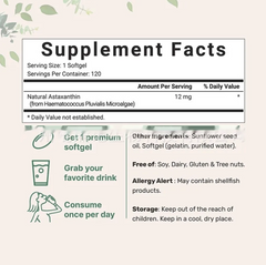 Astaxanthin Soft Capsules – 120 Antioxidant Tablets for Metabolism & Liver Health