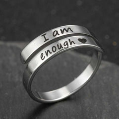 Retro Stainless Steel Double Ring – English Letter Engraved Vintage Couple Ring