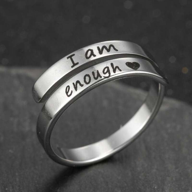 Retro Stainless Steel Double Ring – English Letter Engraved Vintage Couple Ring