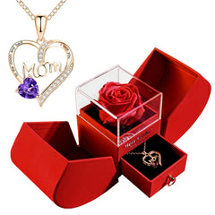 Christmas Jewelry Box Necklace Gift Set – Necklace with Soap Flower in Elegant Box