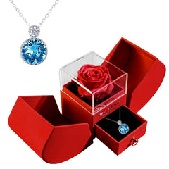 Christmas Jewelry Box Necklace Gift Set – Necklace with Soap Flower in Elegant Box