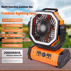 Camping Fan with LED Light & Power Bank – 10000mAh/20000mAh Portable Outdoor Fan