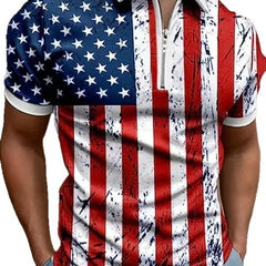 Men's 3D Digital Print Zip-Up Polo Shirt – Casual Sporty Collar Shirt S–6XL