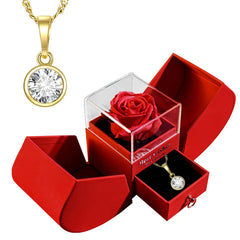 Christmas Jewelry Box Necklace Gift Set – Necklace with Soap Flower in Elegant Box