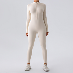 Fleece-Lined Yoga Jumpsuit – Women's Warm Stretchy One-Piece Workout Romper