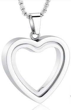 Stainless Steel Heart-Shaped Cremation Pendant – Memorial Urn Necklace in Gold Silver Black Rose Gold